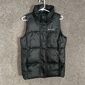Columbia Vest Mens Small Black Puffer Quilted Insulated Full Zip Pockets Warm